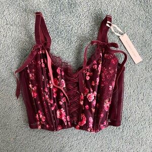 Victoria's Secret Burgundy Floral Lace Corset